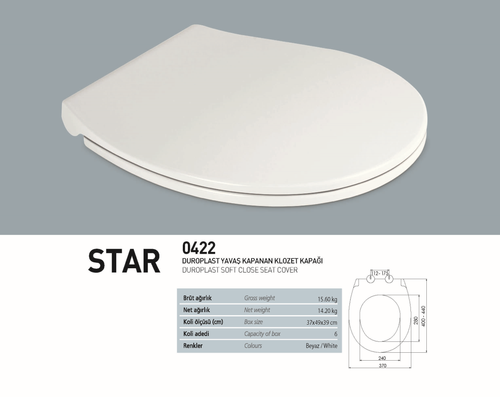 Nkp Star Duroplast Yavaş Kapanan Klozet Kapağı