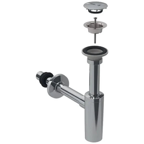 Geberit Lavabo Sifonu T Tipi - Süzgeç + Süzgeç Kapak Seti-Parlak Krom